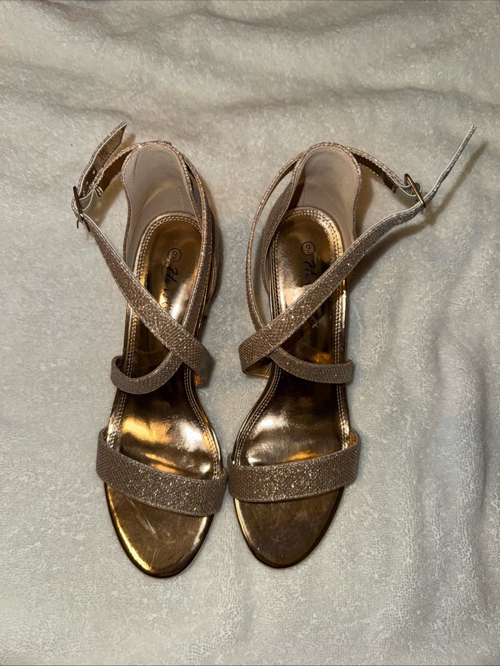 Herstyle Metallic Rose Strappy Heels